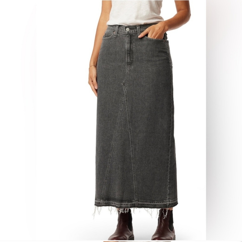 Levi’s Black Gray Denim Raw Hem Maxi Skirt Womens Size 2
